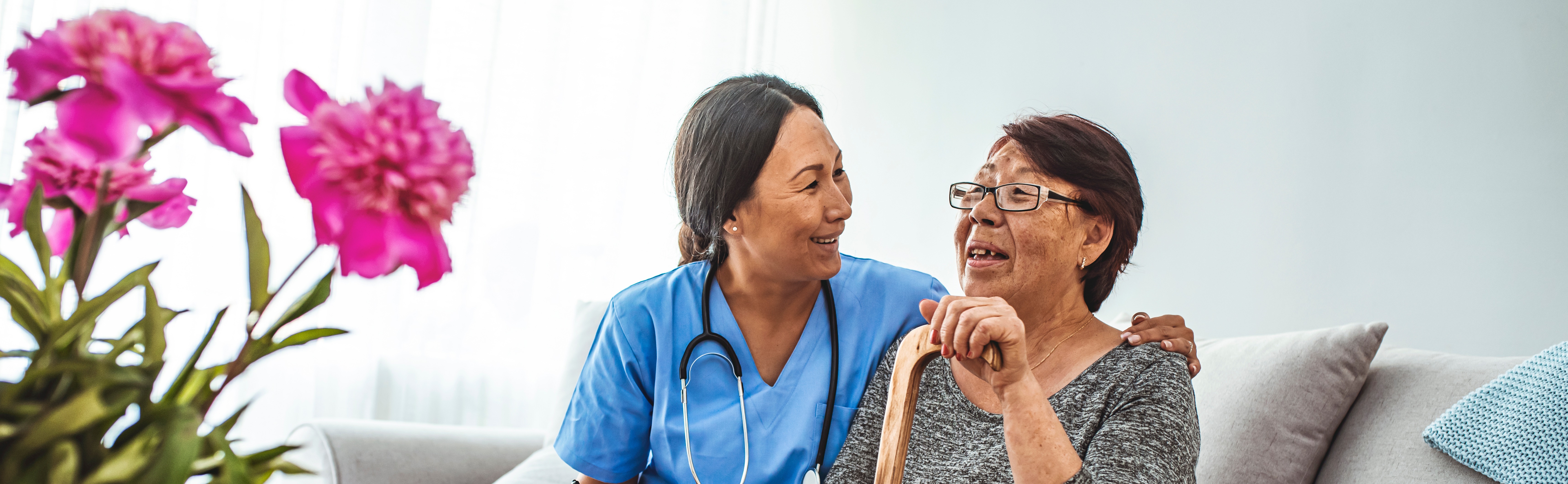 Older woman with caregiver